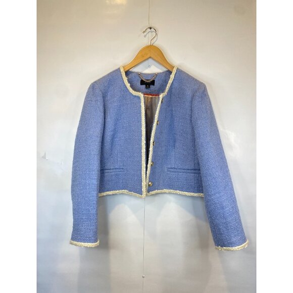 J. Crew Jackets & Blazers - J. Crew Lousia Lady Jacket Cropped Pale Blue Maritime Tweed BJ987 Size 16